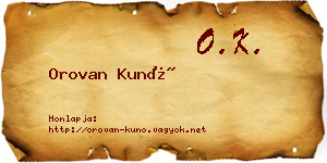 Orovan Kunó névjegykártya